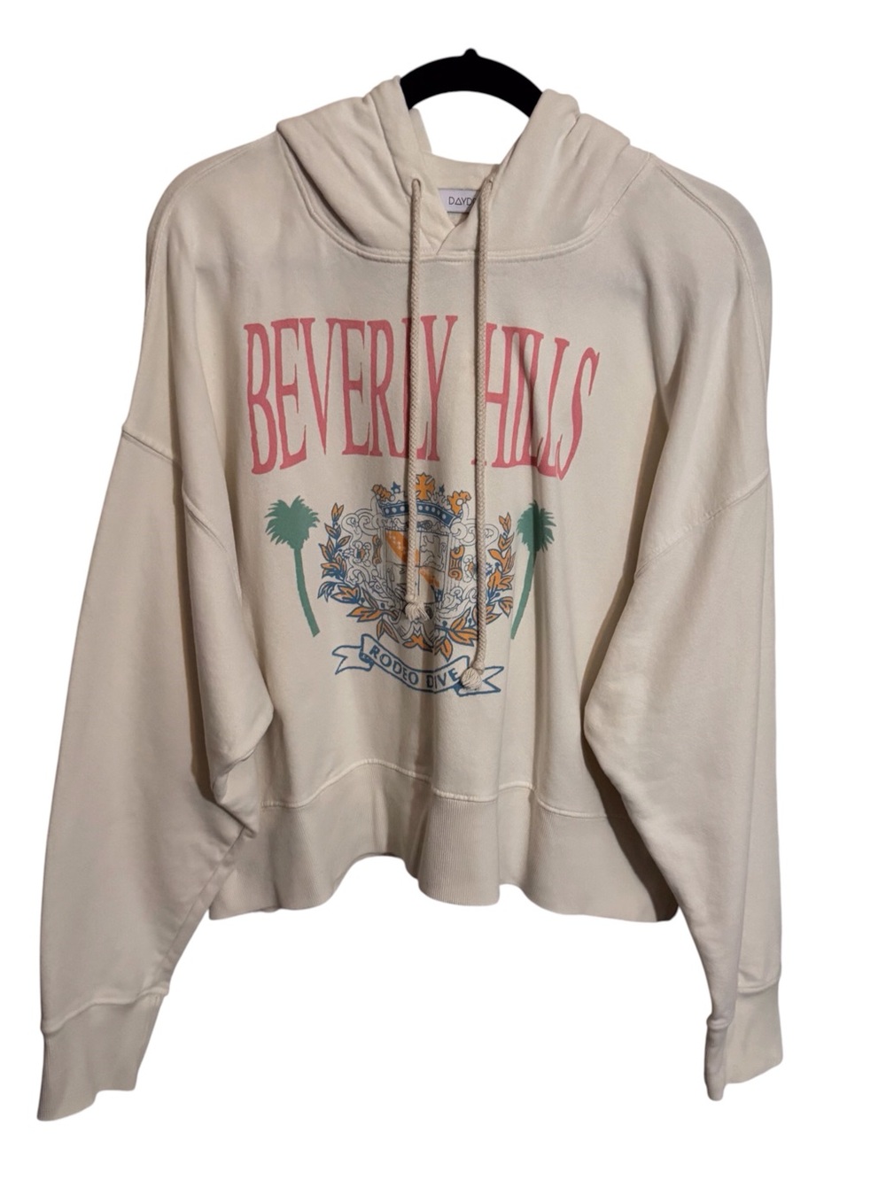 Daydreamer x Revolve Large Beverly Hills Hoodie Sweater Graphic Cropped Cotton